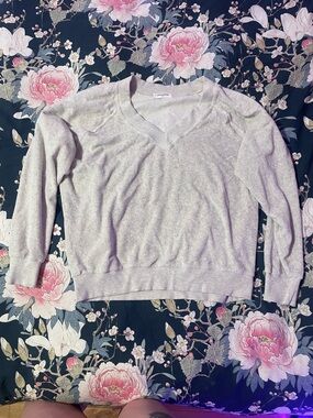 sonny oatmeal loop terry v-neck sweatshirt